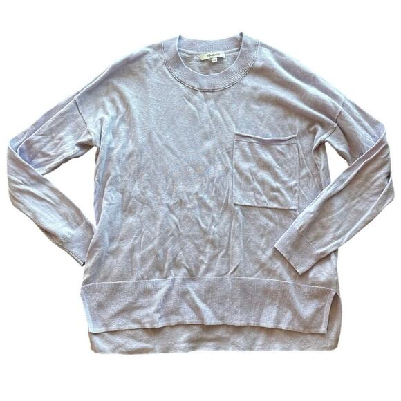 Women’s Madewell Lavender Pocket Sweater Shirt Lightweight Oversized Size Small - Picture 2 of 5